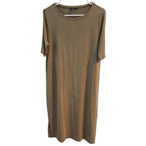EILEEN FISHER OLIVE GREEN TENCEL BLEND T- SHIRT DRESS. SIZE SMALL.